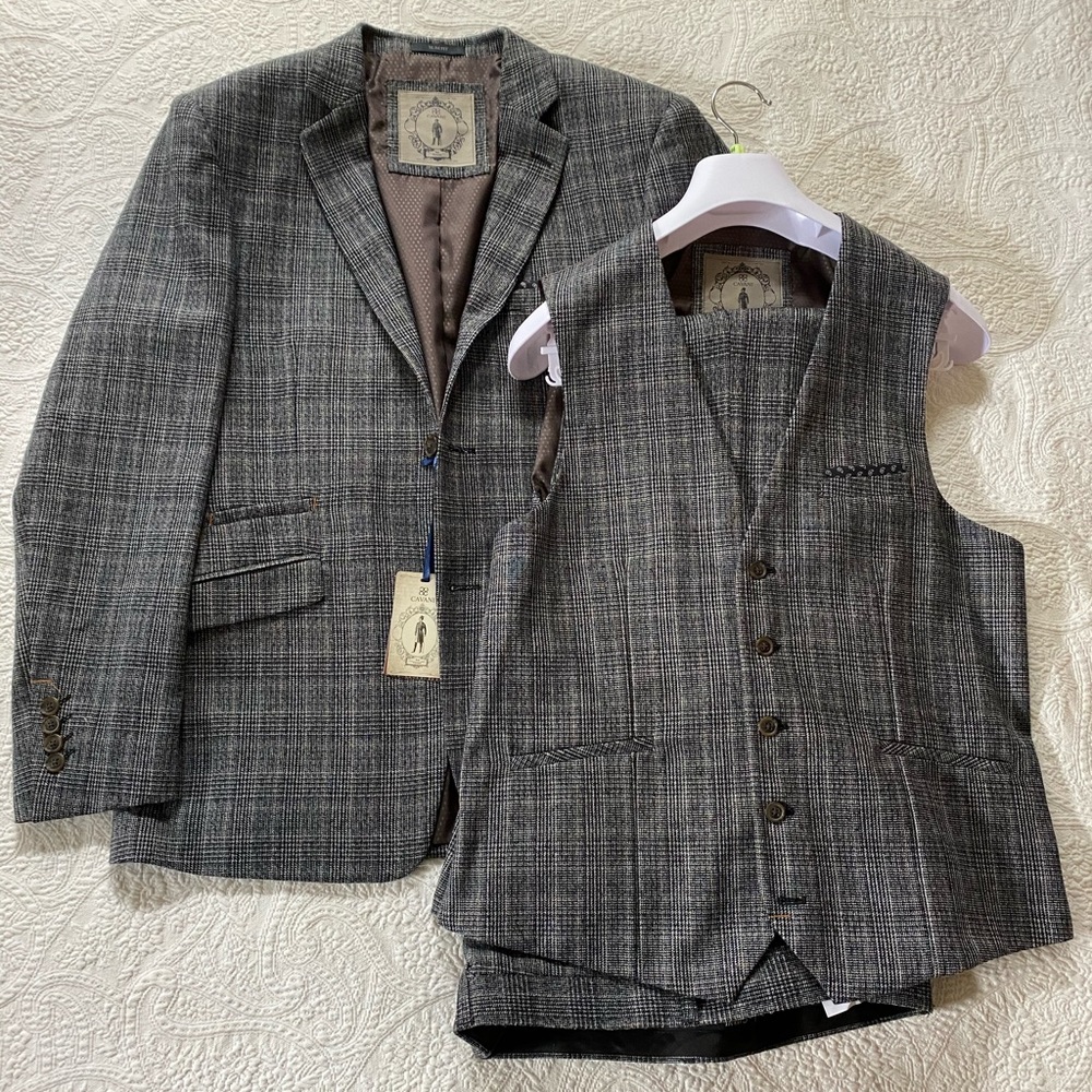 MADE IN ITALY - 3-PIECE PLAID VIRGIN WOOL SUIT